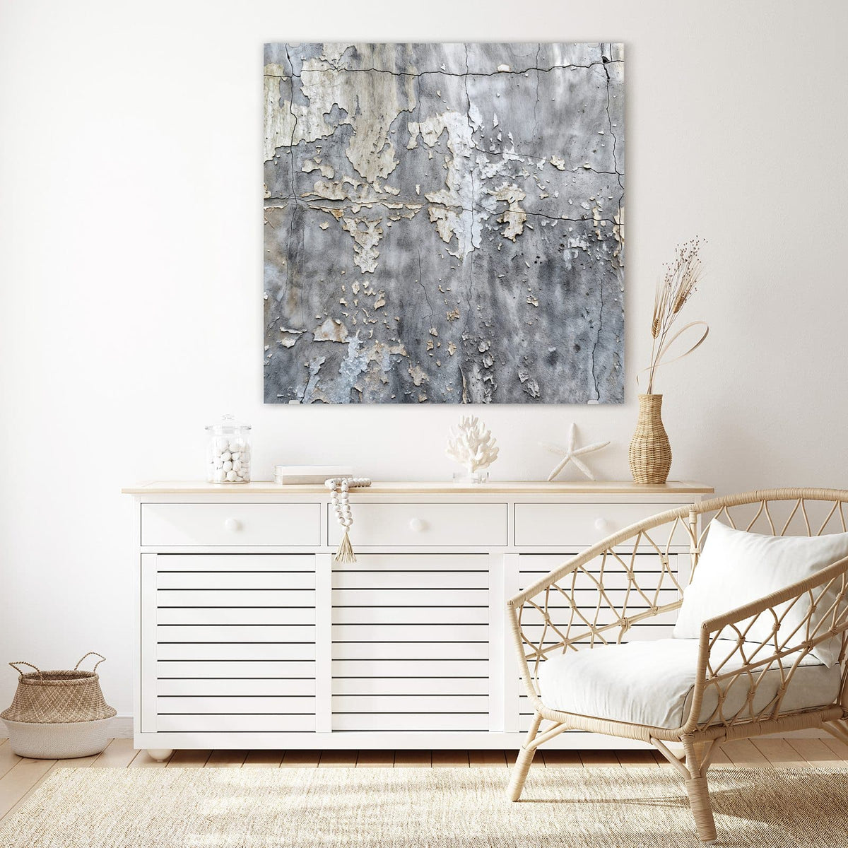 Echtglas, 4 mm – kein Acryl, keine Folie – Wandbild - Abblätternde Wand - Quadratisch