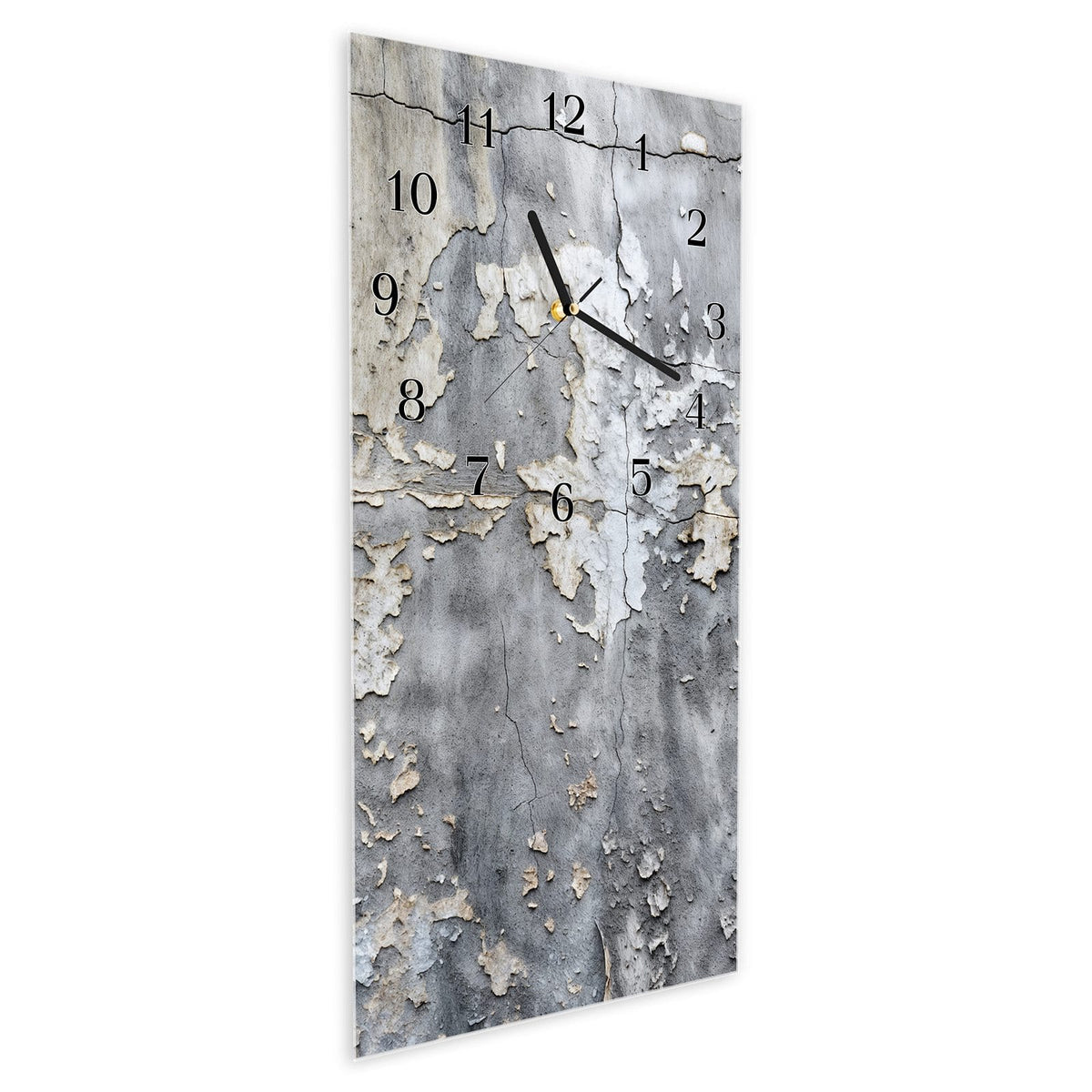 Vormontiert – mit Schwebeeffekt – Wanduhr Abblätternde Wand aus Glas – Hochformat 30 × 60 cm