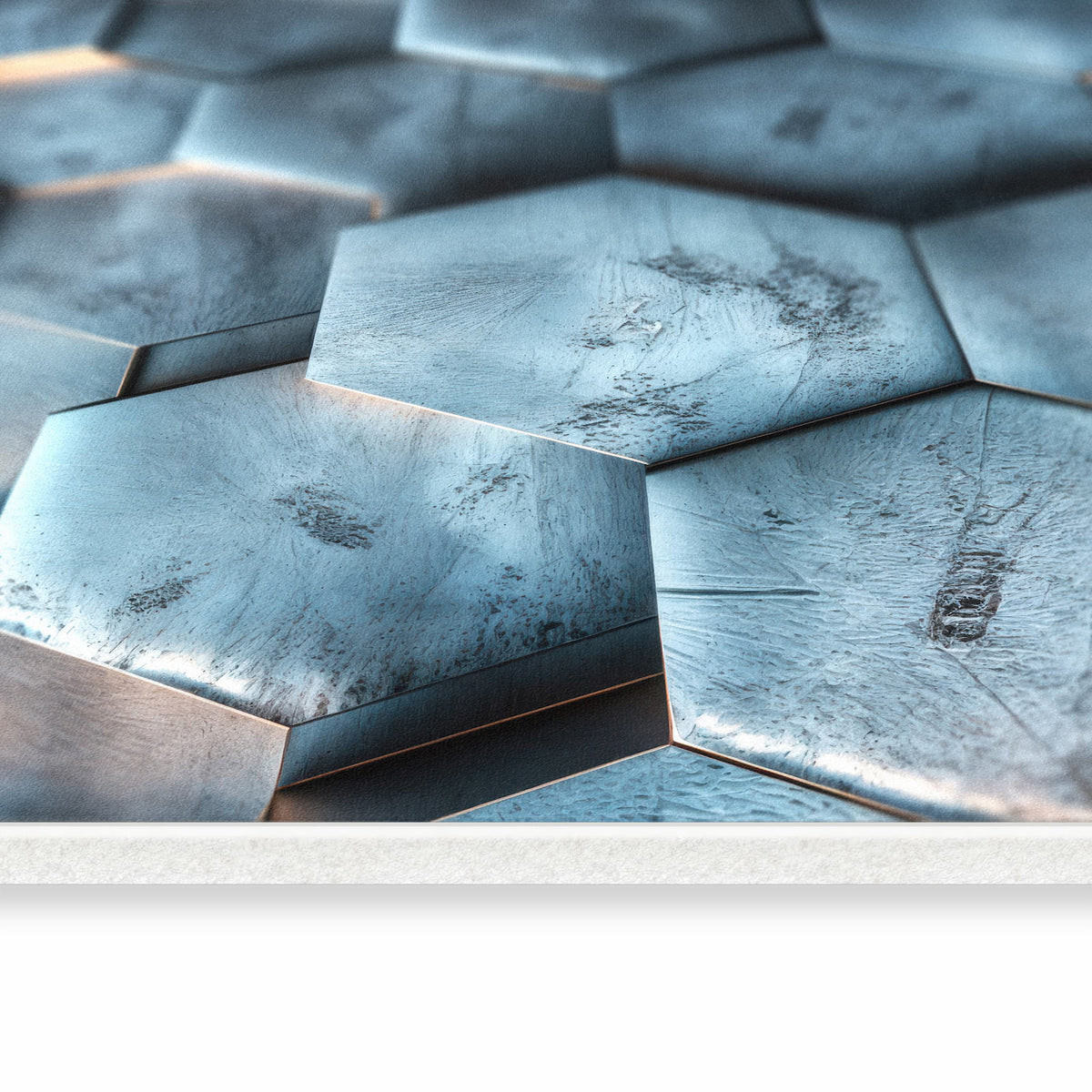 Bodenschonender Küchenläufer mit Motiv Hexagon Struktur in seitlicher Ansicht