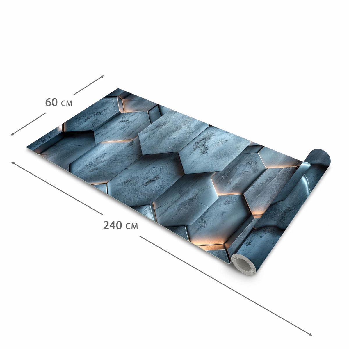 Waschbarer Küchenläufer mit Motiv Hexagon Struktur in der Grösse 60x120 cm für Ordnung
