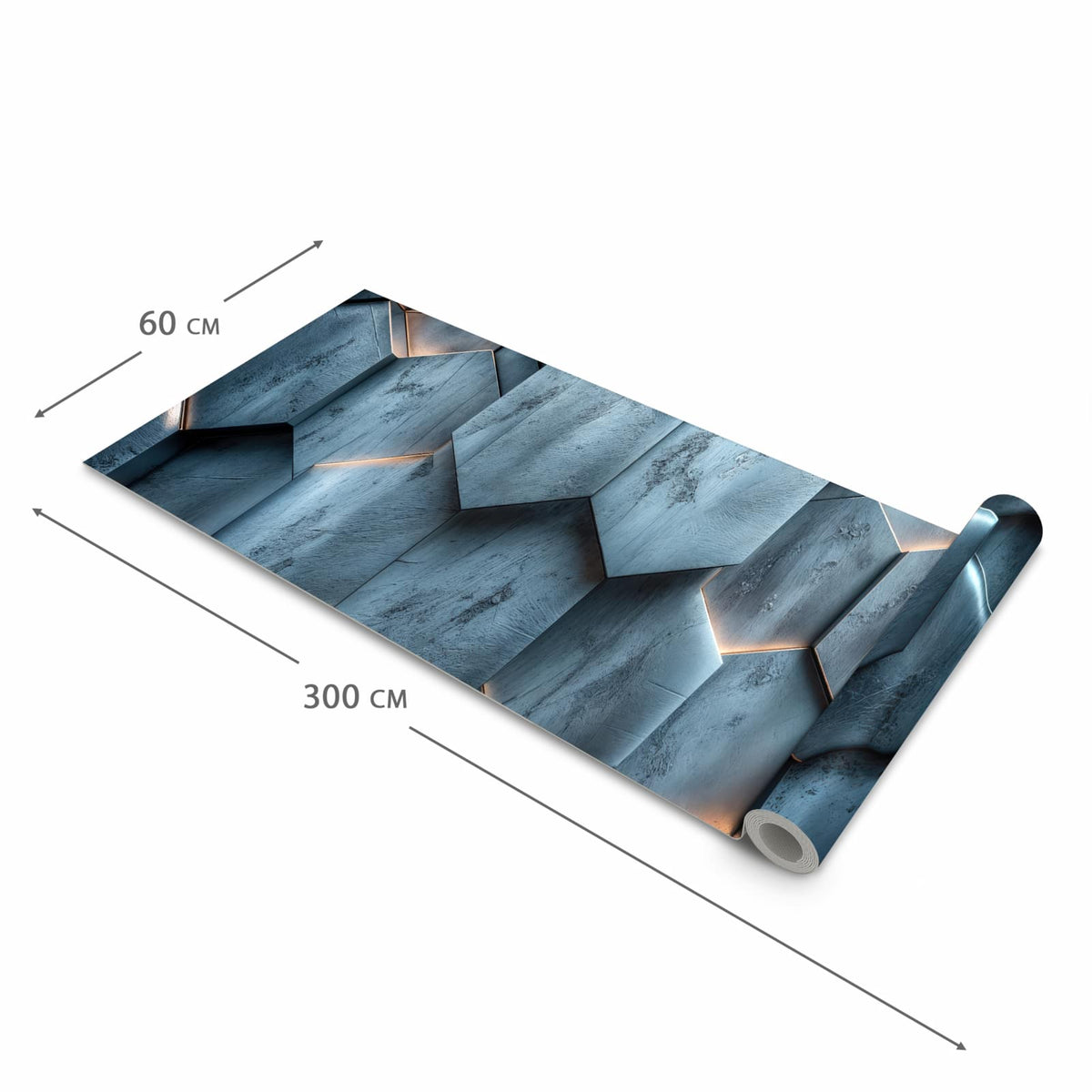 Farbbeständiger abwaschbarer Küchenläufer mit Motiv Hexagon Struktur in der Größe 60x120 cm