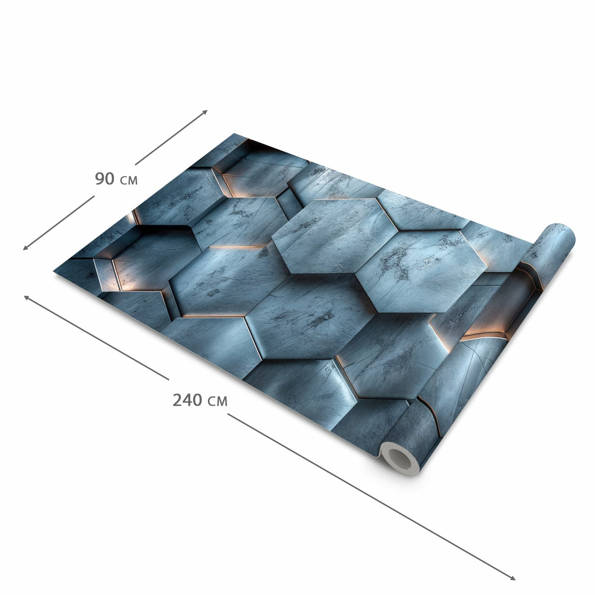 Komfortabler Küchenteppich mit Motiv Hexagon Struktur in der Grösse 60x120 cm