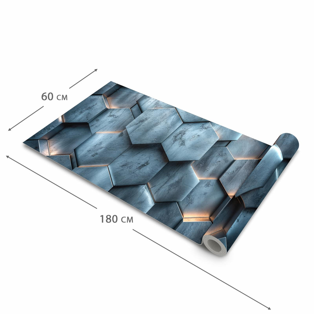 Bodenschonender Küchenläufer nach Maß mit Motiv Hexagon Struktur in der Größe 60x120 cm