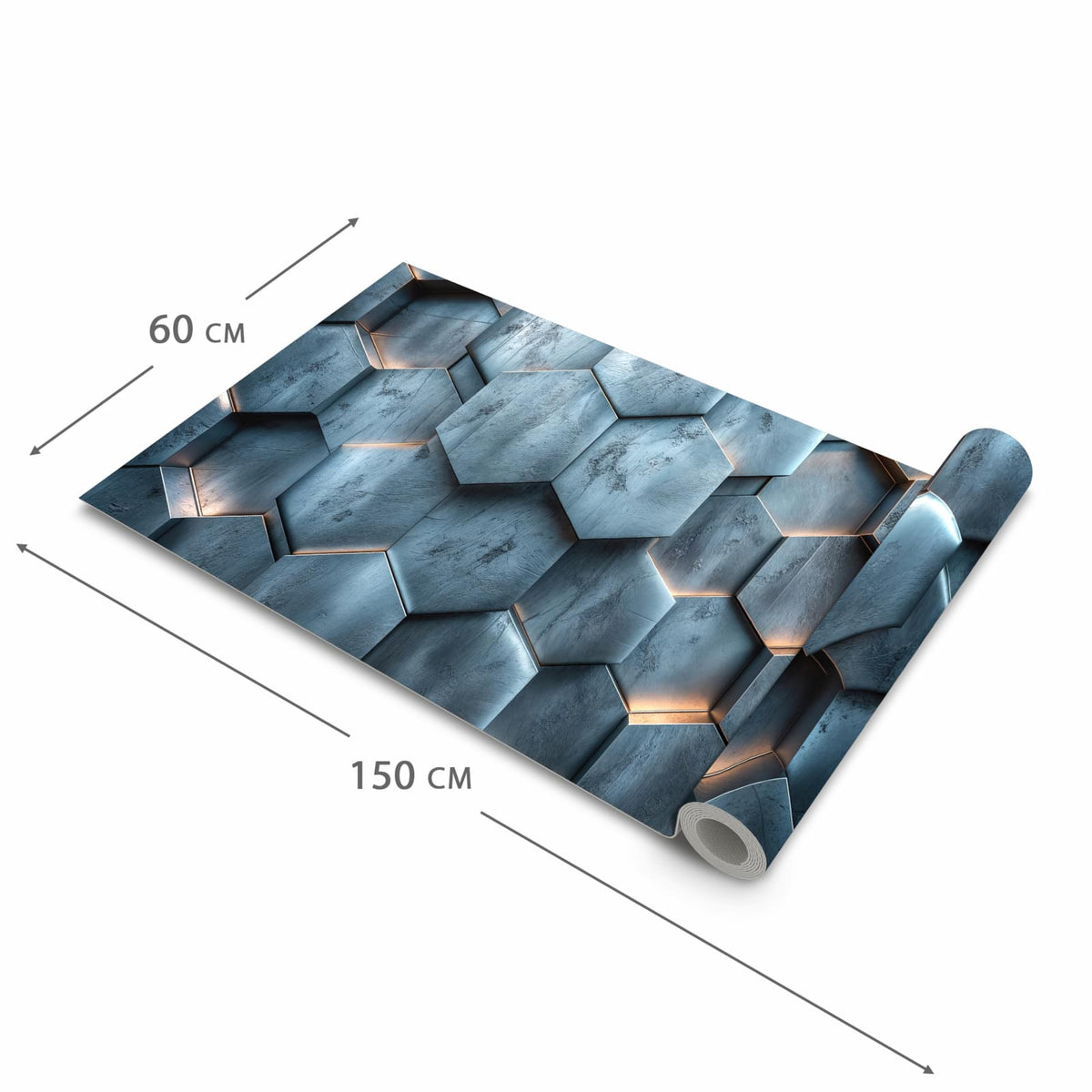 Feuchtigkeitsresistenter moderner Küchenläufer mit Motiv Hexagon Struktur in der Grösse 60x120 cm