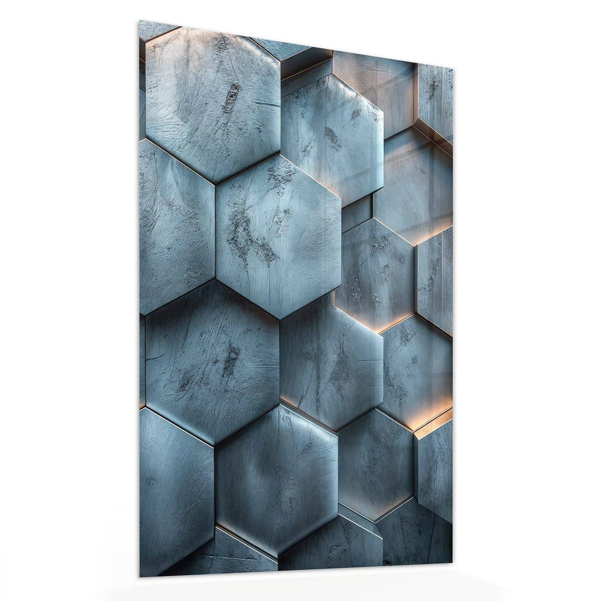 11 Größen – von 30 × 60 bis 60 × 150 cm – Wandbild - Wabenmuster in Blau - Hochformat
