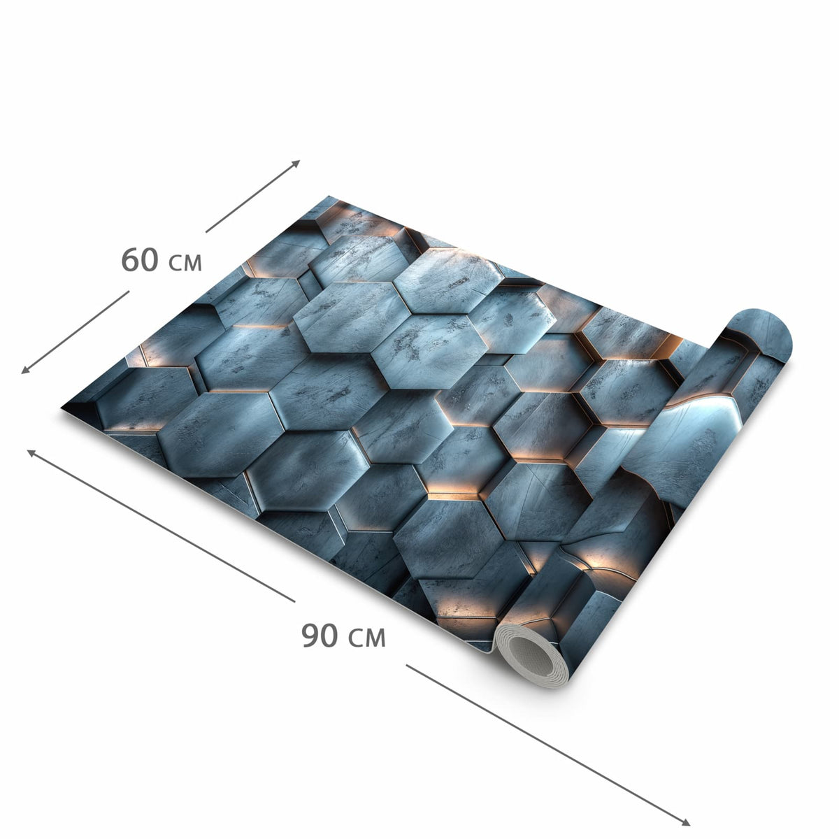 Formstabiler abwaschbarer Küchenteppich mit Motiv Hexagon Struktur in der Grösse 60x120 cm