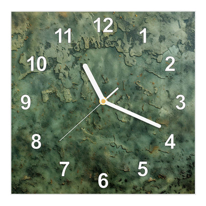 Wanduhr Quadratisch mit dem Motiv Moosgrüne Wand