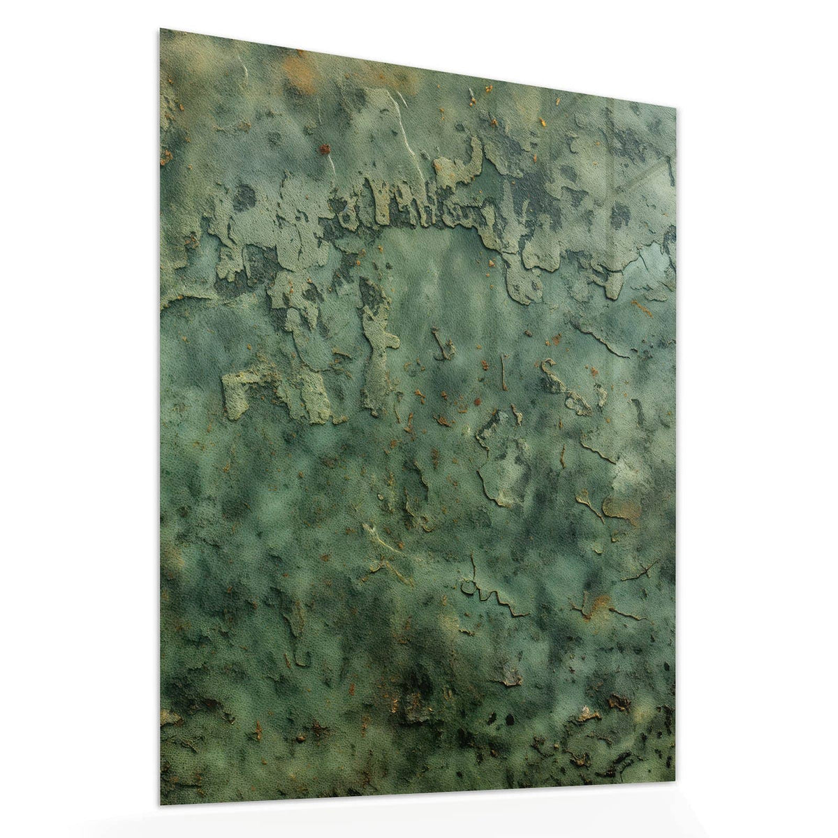 Echtglas, 4 mm – kein Acryl, keine Folie – Wandbild - Moosgrüne Wand - Hochformat