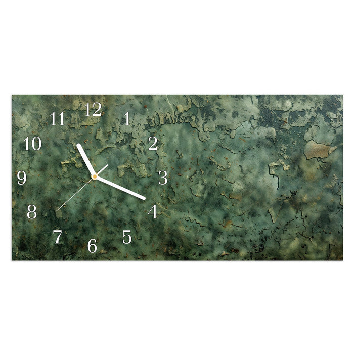 Wanduhr Verwitterte Textur aus Glas – Querformat 60 × 30 cm mit Ziffernblatt Klassisch