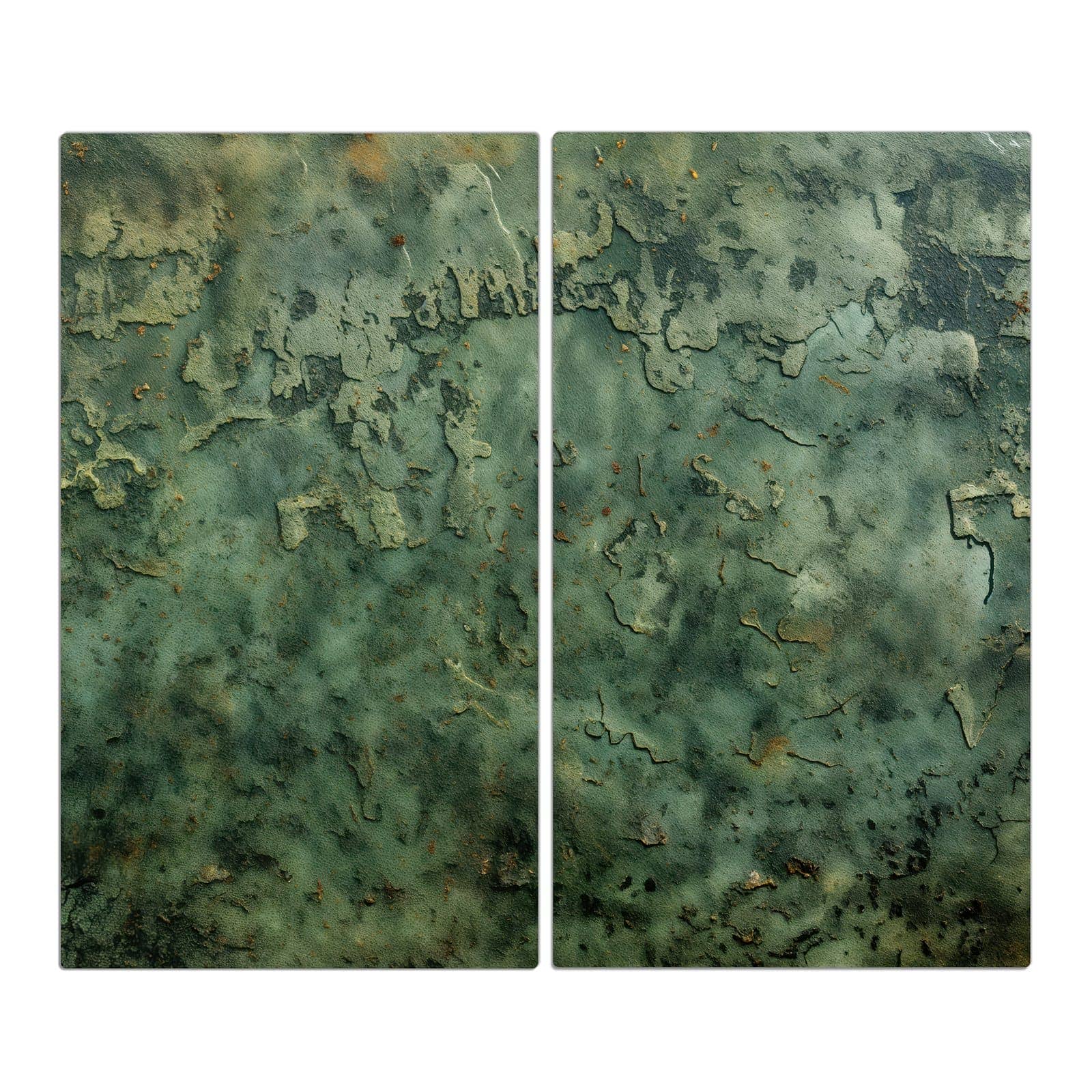 2-teilige Herdabdeckplatte mit Verwitterte Textur-Motiv in der Frontansicht
