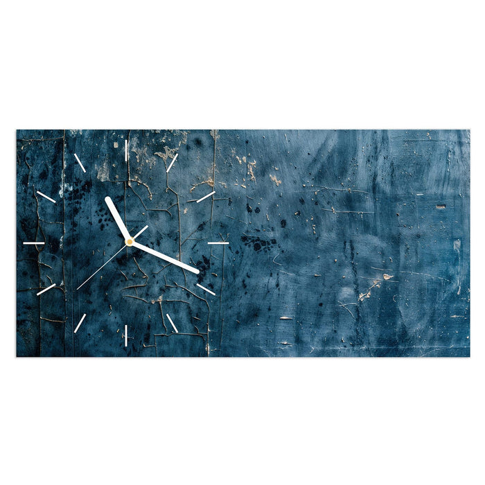 Wanduhr Alte Steinwand aus Glas – Querformat 60 × 30 cm mit Ziffernblatt Linie