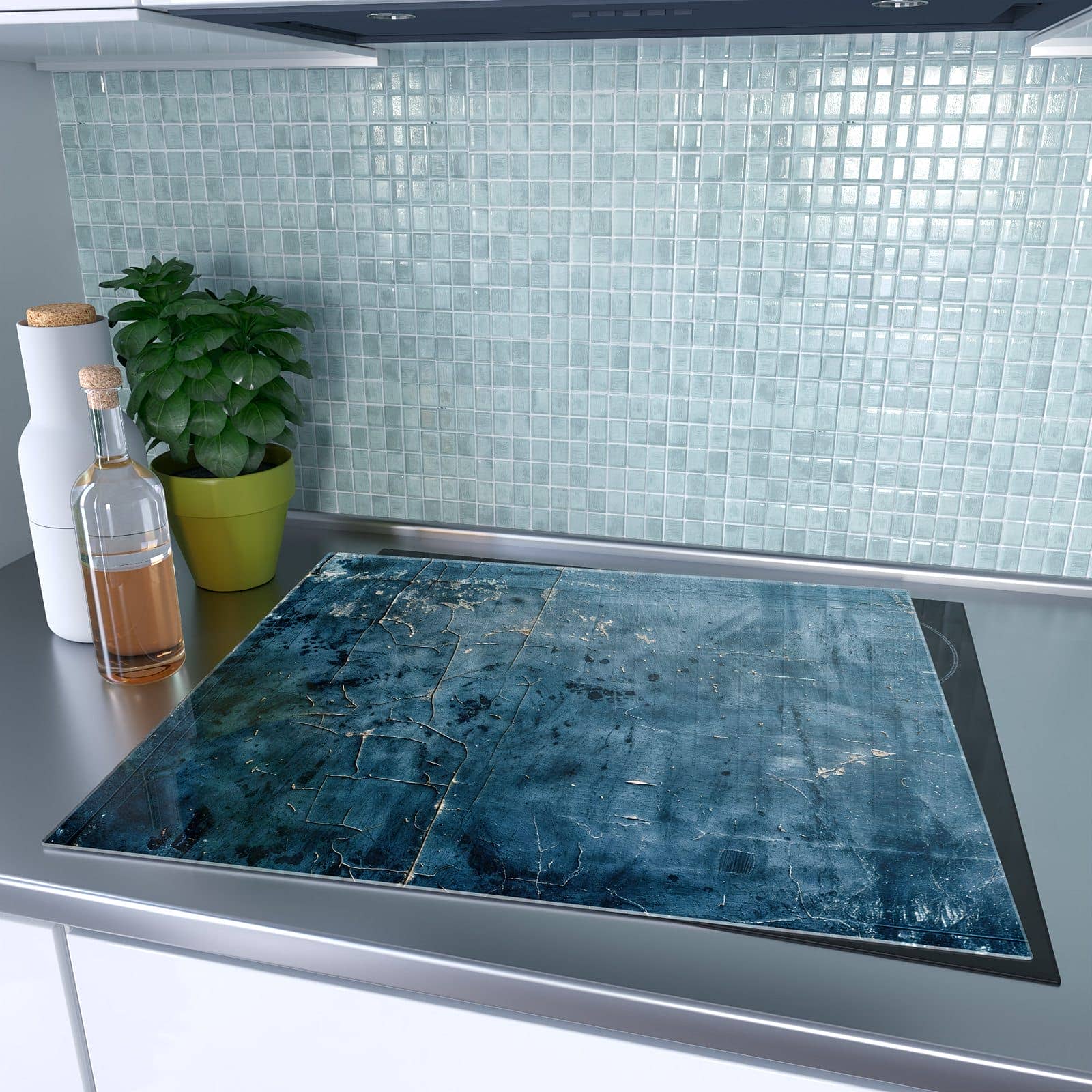 1-teilige Glasplatte für Herd mit Verwitterte & Wand-Motiv auf dem Ceranfeld