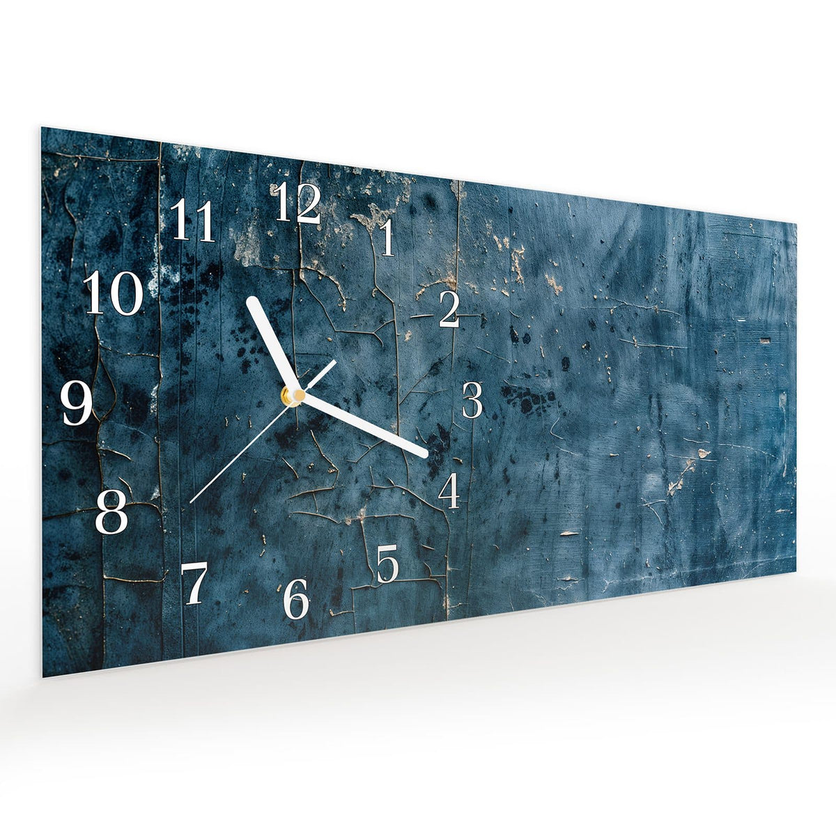 Vormontiert – mit Schwebeeffekt – Wanduhr Alte Steinwand aus Glas – Querformat 60 × 30 cm