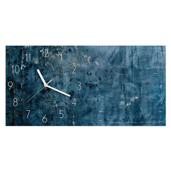 Wanduhr Alte Steinwand aus Glas – Querformat 60 × 30 cm mit Ziffernblatt Elegant