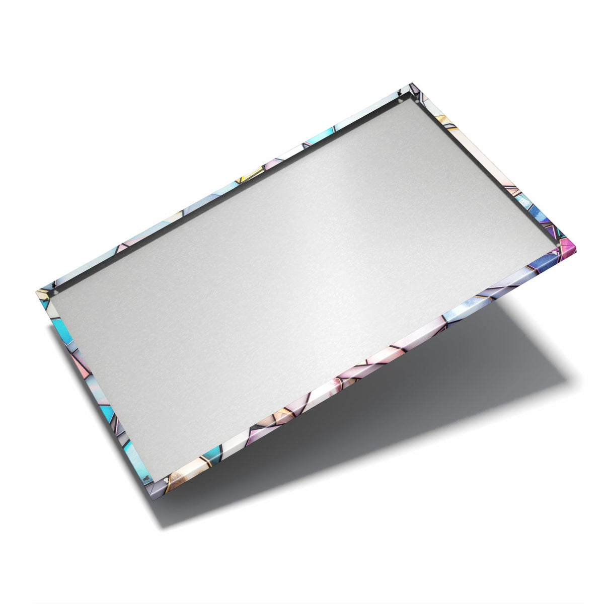 Nur 7 mm – liegt eng an der Wand – Metall Magnettafel - Buntes Glasmosaik