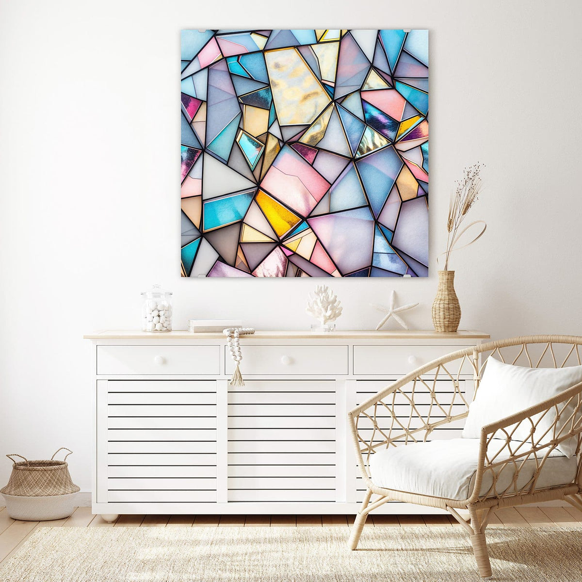 Echtglas, 4 mm – kein Acryl, keine Folie – Wandbild - Buntes Glasmosaik - Quadratisch