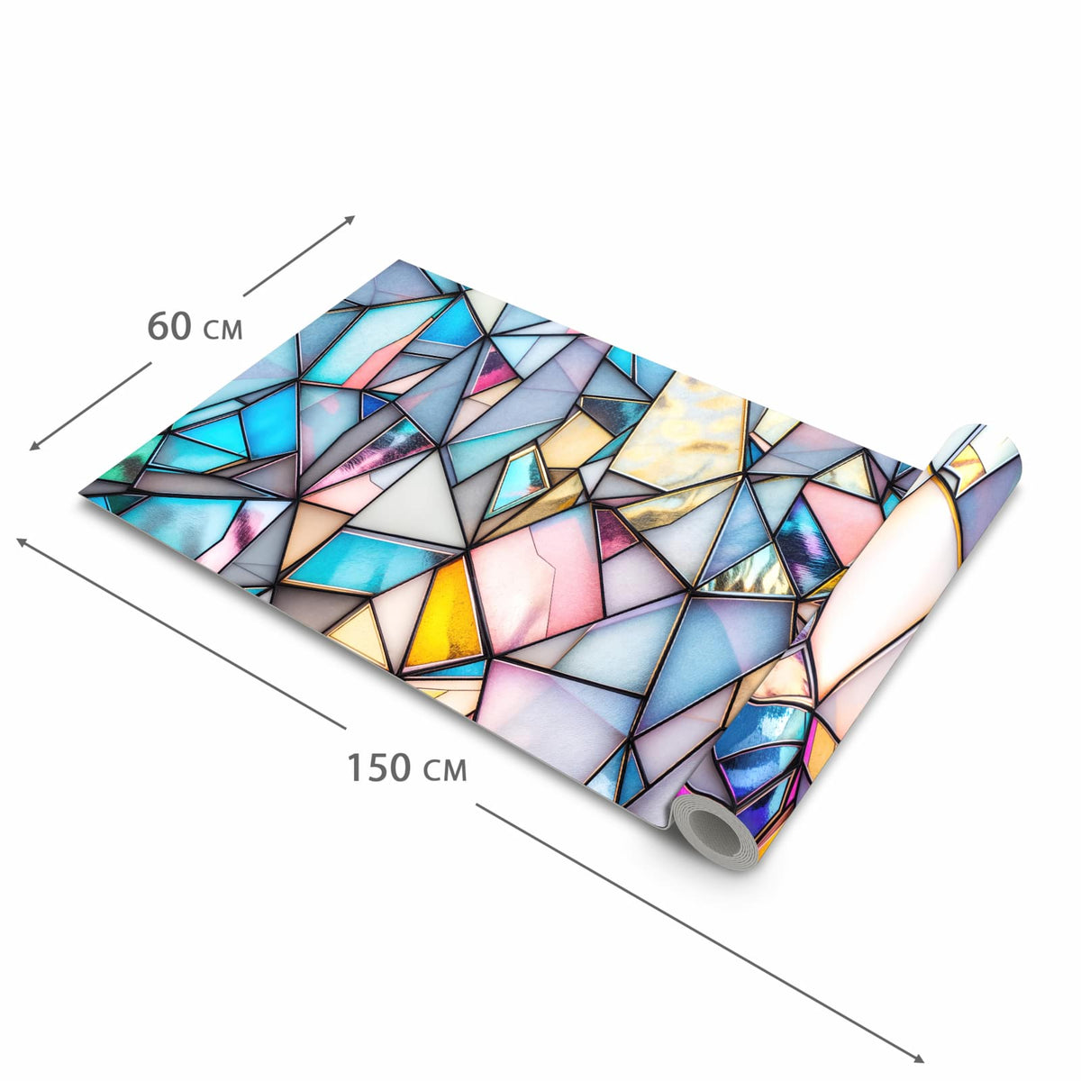 Feuchtigkeitsresistenter Küchenteppich mit Motiv Buntes Glasmosaik in der Größe 90x240 cm