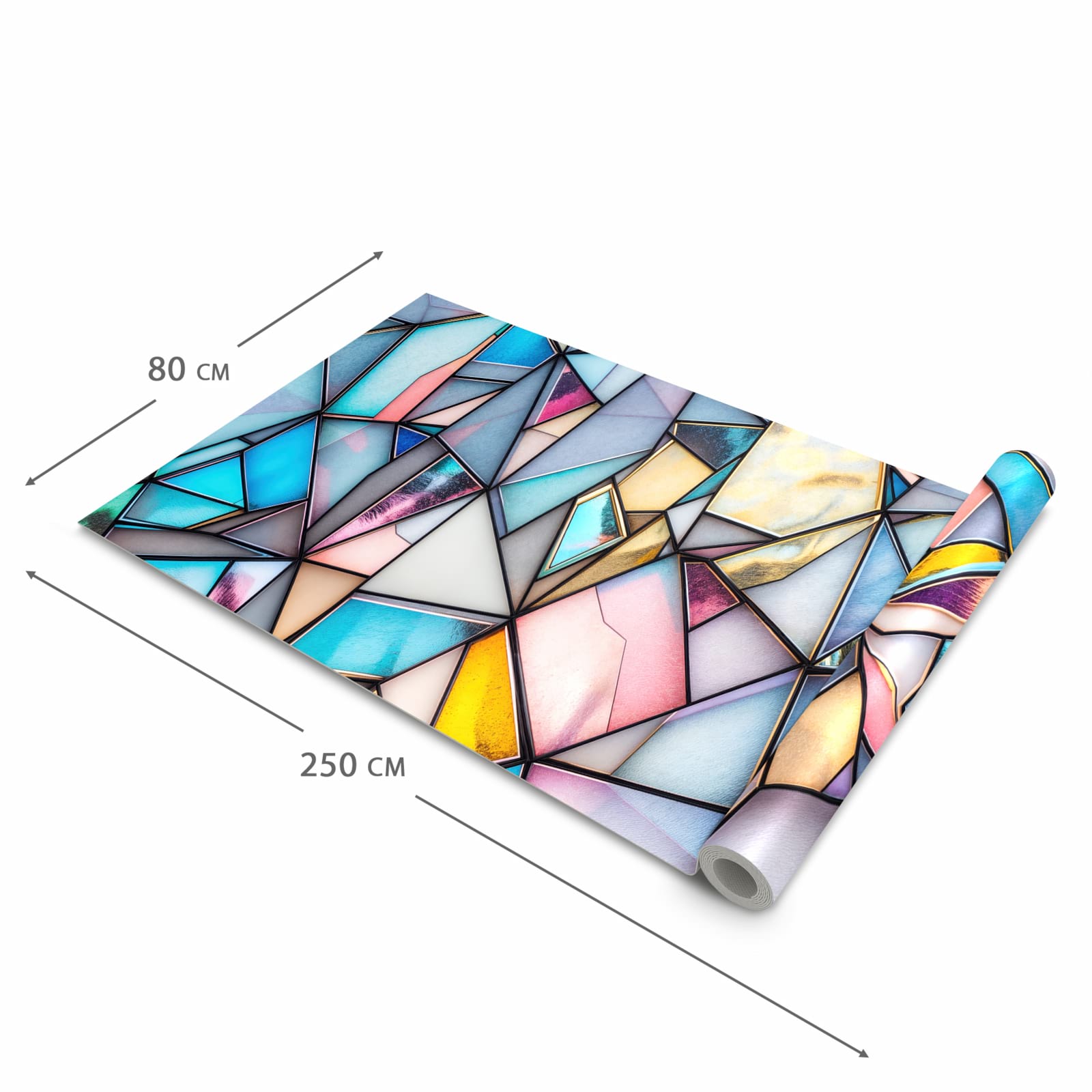 Zeitsparender Küchenläufer mit Motiv Buntes Glasmosaik in der Grösse 90x240 cm
