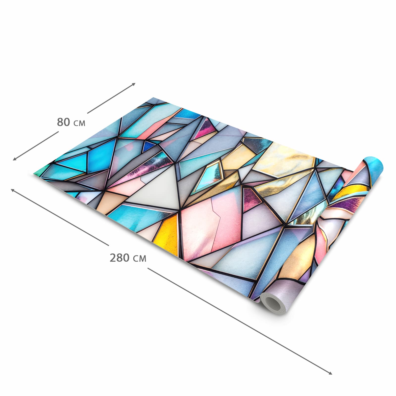 Geräuschdämpfender waschbarer Küchenläufer mit Motiv Buntes Glasmosaik in der Größe 90x240 cm