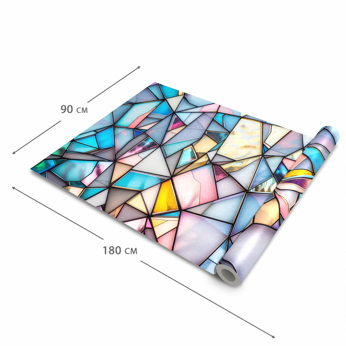 UV-beständiger rutschfester Küchenläufer mit Motiv Buntes Glasmosaik in der Grösse 90x240 cm