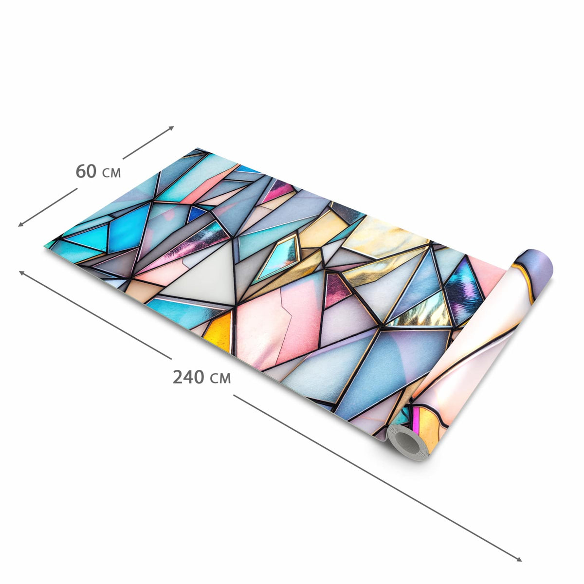 Waschbarer Küchenteppich mit Motiv Buntes Glasmosaik in der Grösse 90x240 cm für Ordnung