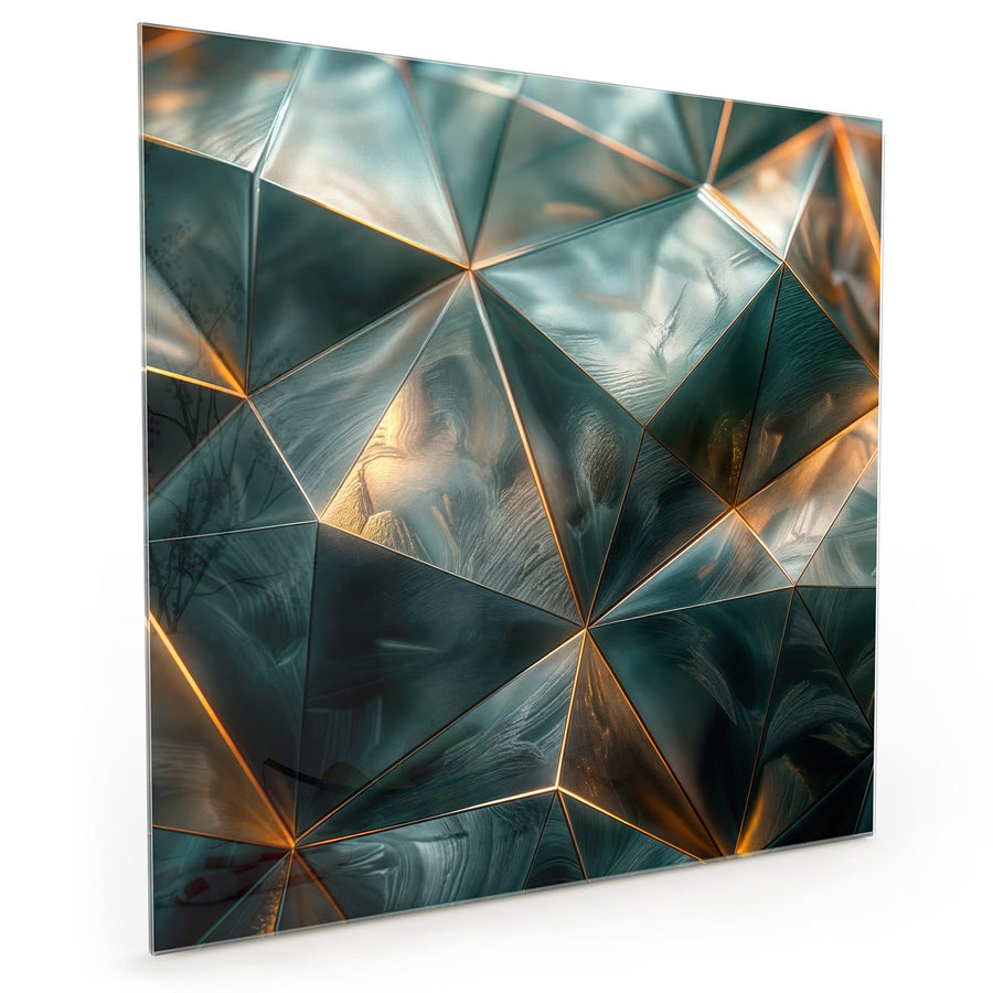 Maße Küchenrückwand Dreiecke mit Goldkanten aus Glas