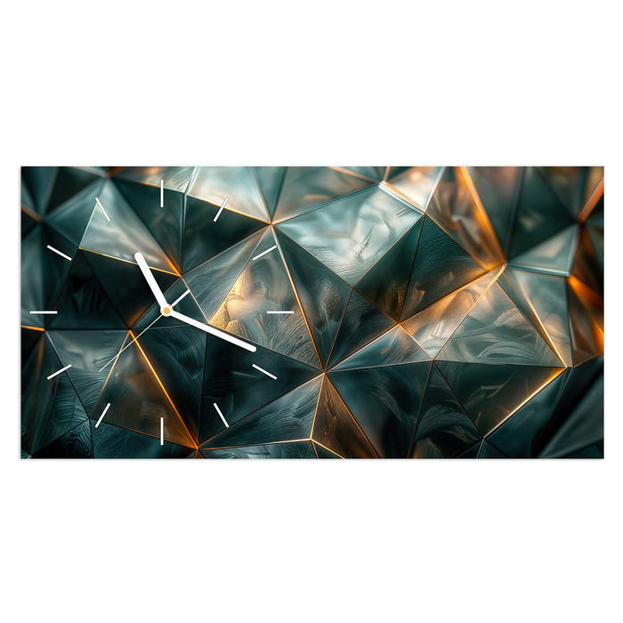 Wanduhr Kunstvolle Geometrie aus Glas – Querformat 60 × 30 cm mit Ziffernblatt Linie