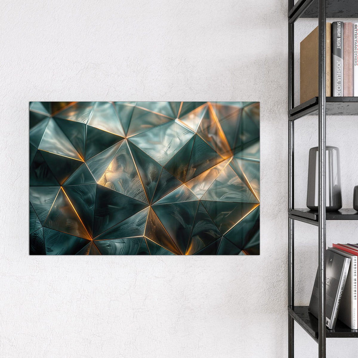 9 Größen – von 30 × 30 bis 120 × 90 cm – Magnettafel - Dreiecke mit Goldkanten