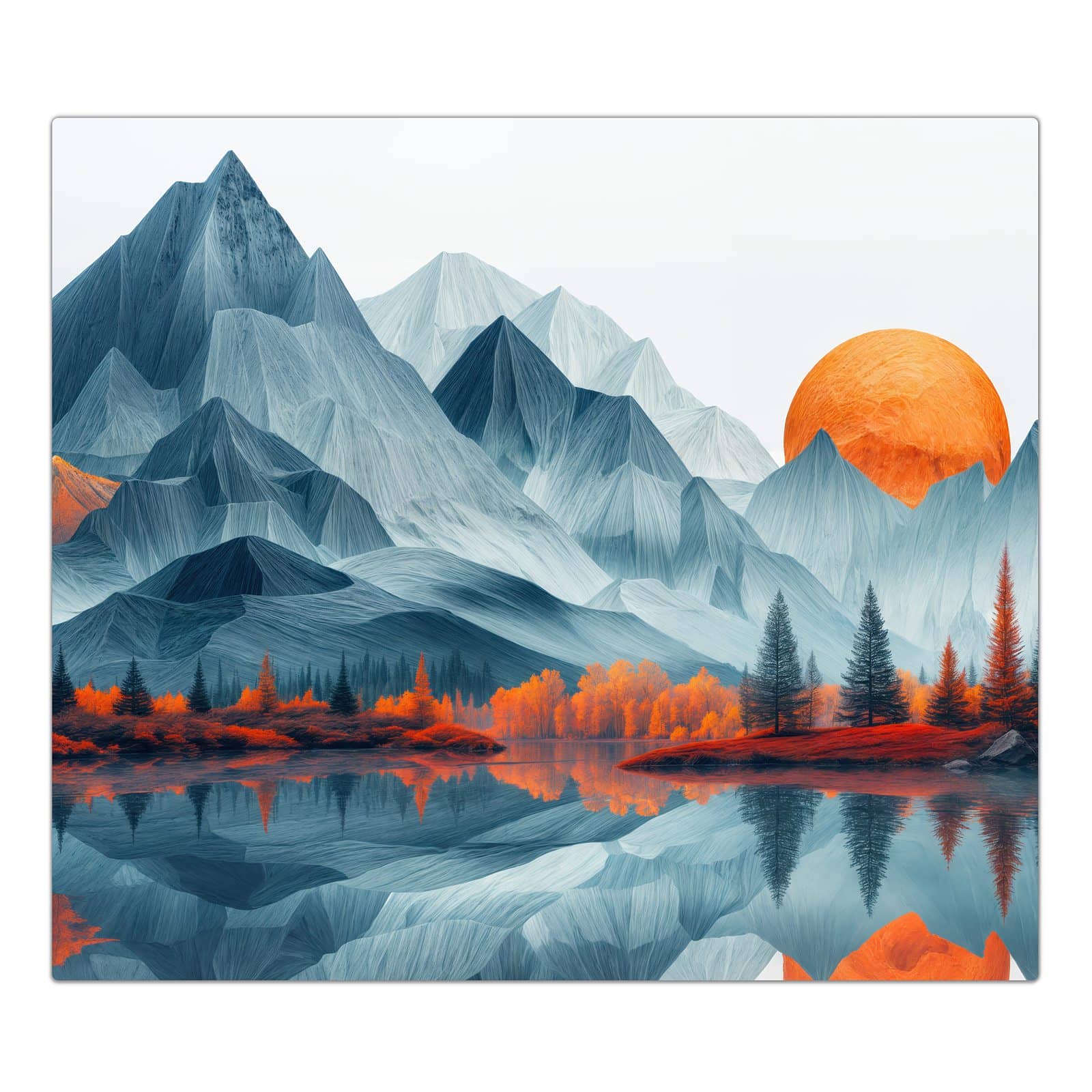 1-teilige Herdabdeckplatte mit Berge Mit Spiegelung-Motiv in der Frontansicht #grösse_1-Teilig (60x52cm)