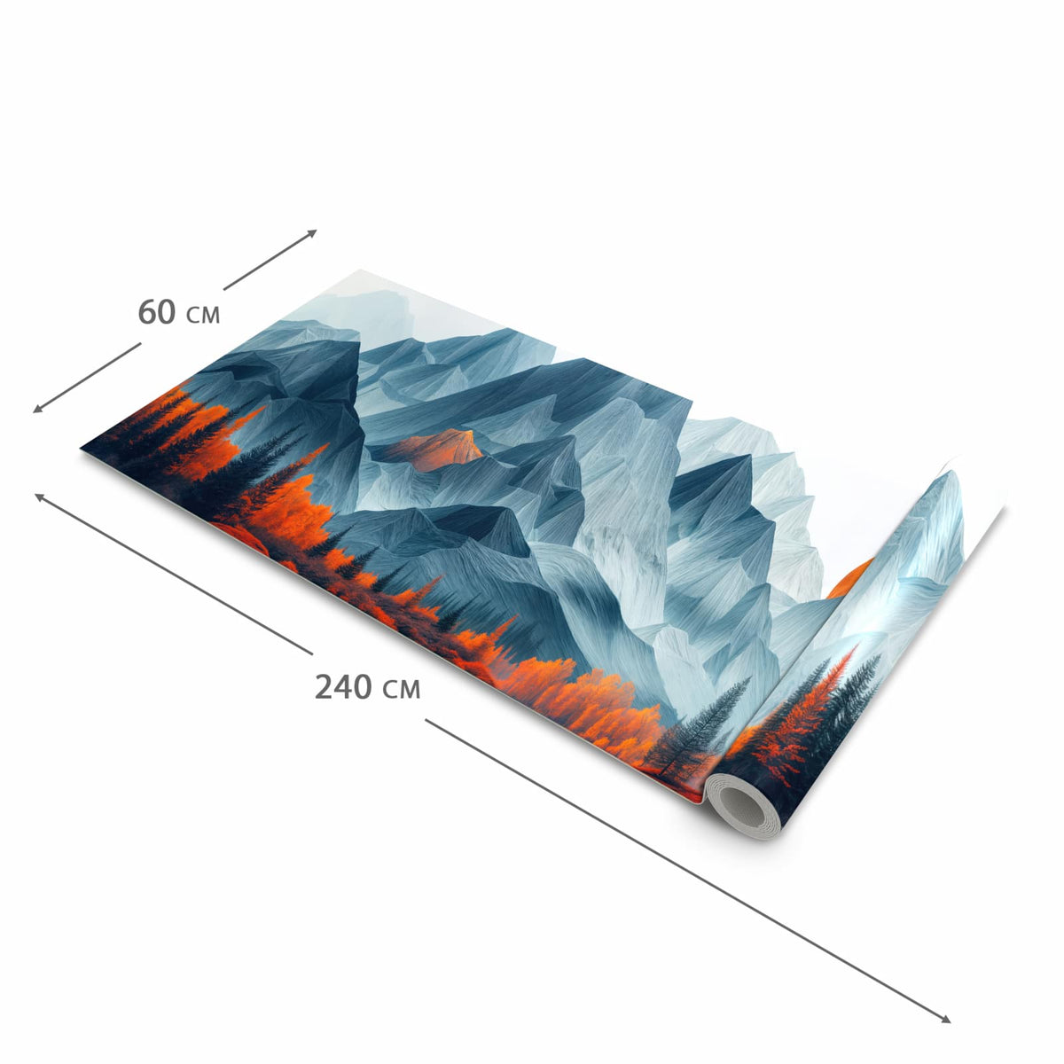 Komfortabler moderner Küchenläufer mit Motiv Berge Mit Spiegelung in der Grösse 90x180 cm