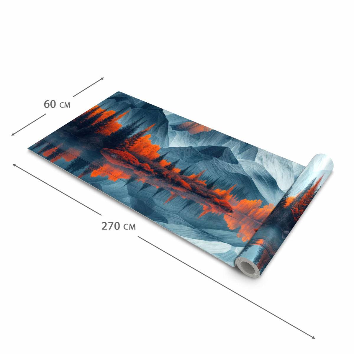 Rutschfester abwaschbarer Küchenläufer mit Motiv Berge Mit Spiegelung in der Größe 90x180 cm