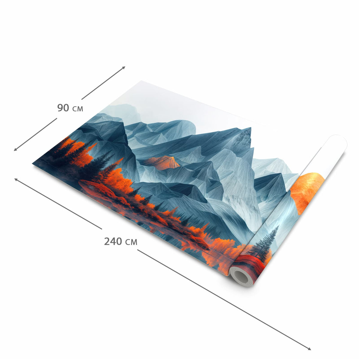 Feuchtigkeitsresistenter Küchenteppich mit Motiv Berge Mit Spiegelung in der Grösse 90x180 cm