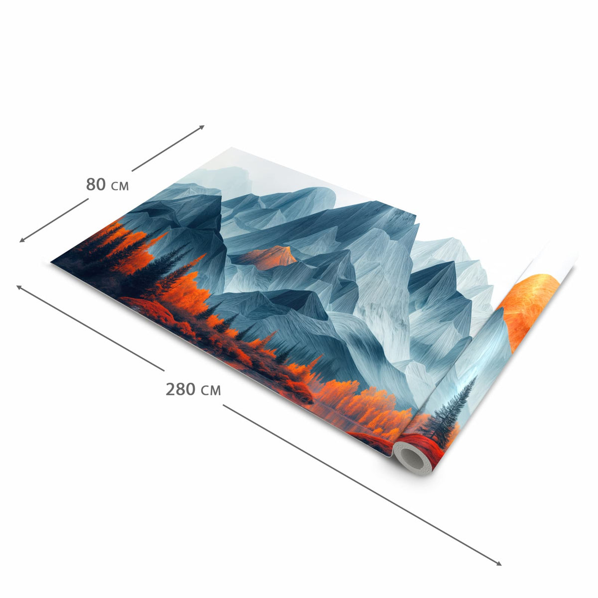 Waschbarer Küchenteppich mit Motiv Berge Mit Spiegelung in der Grösse 90x180 cm