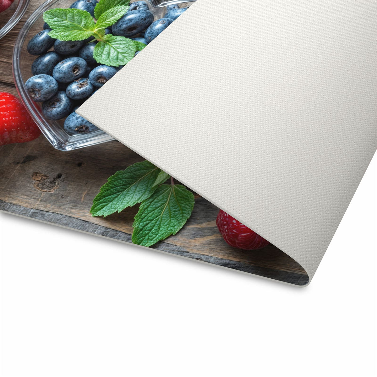 Rutschfester Küchenläufer mit Motiv Herzschalen Beeren für sicheren Stand in der Küche