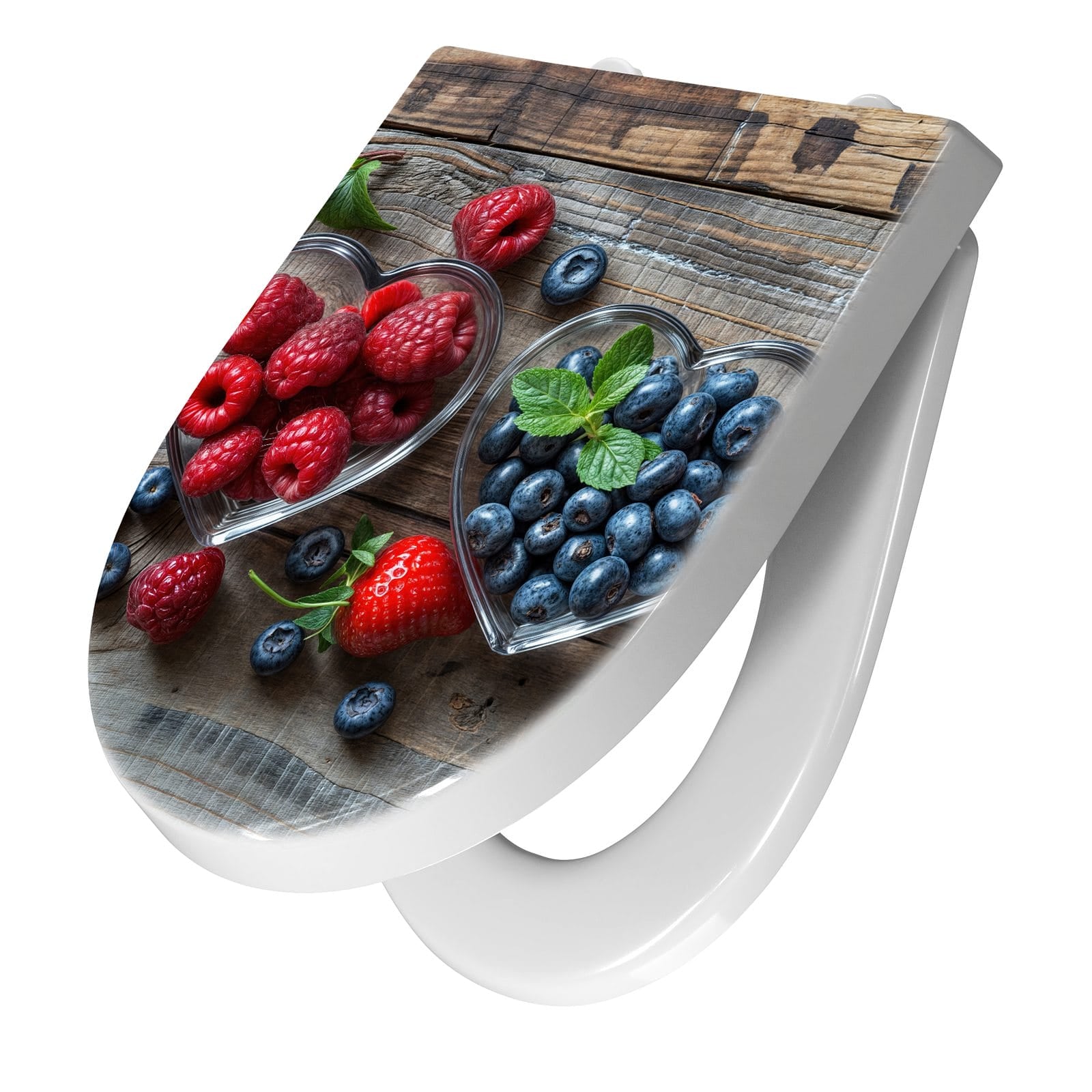 WC-Sitz mit Absenkautomatik Herzschalen Beeren