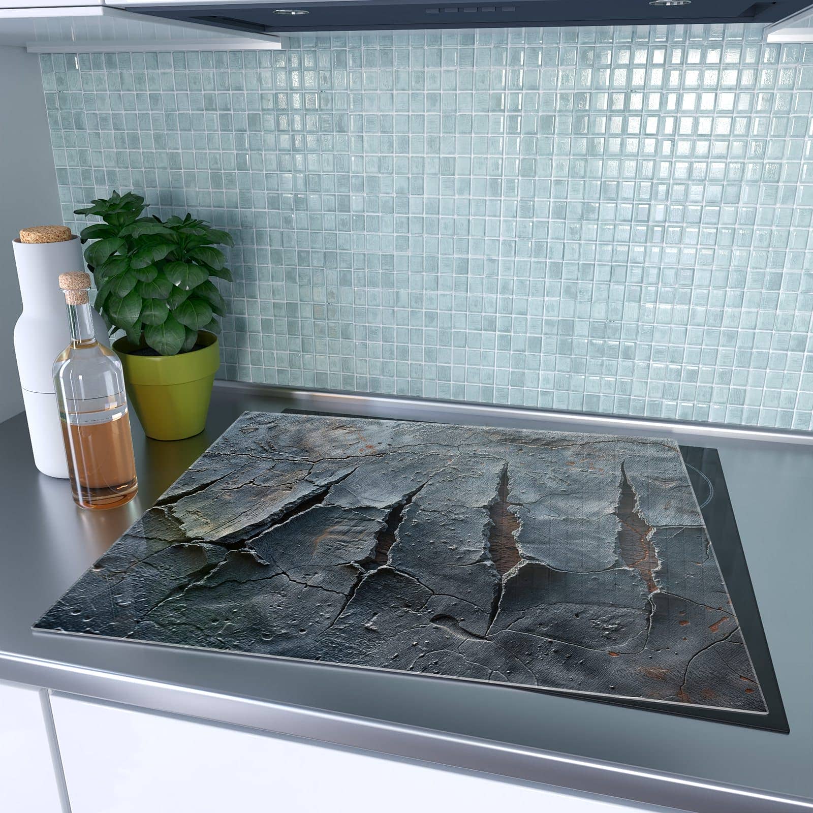 1-teilige Herdabdeckplatten für Ceranfeld mit Rissige mit Oberfläche-Motiv auf dem Ceranfeld