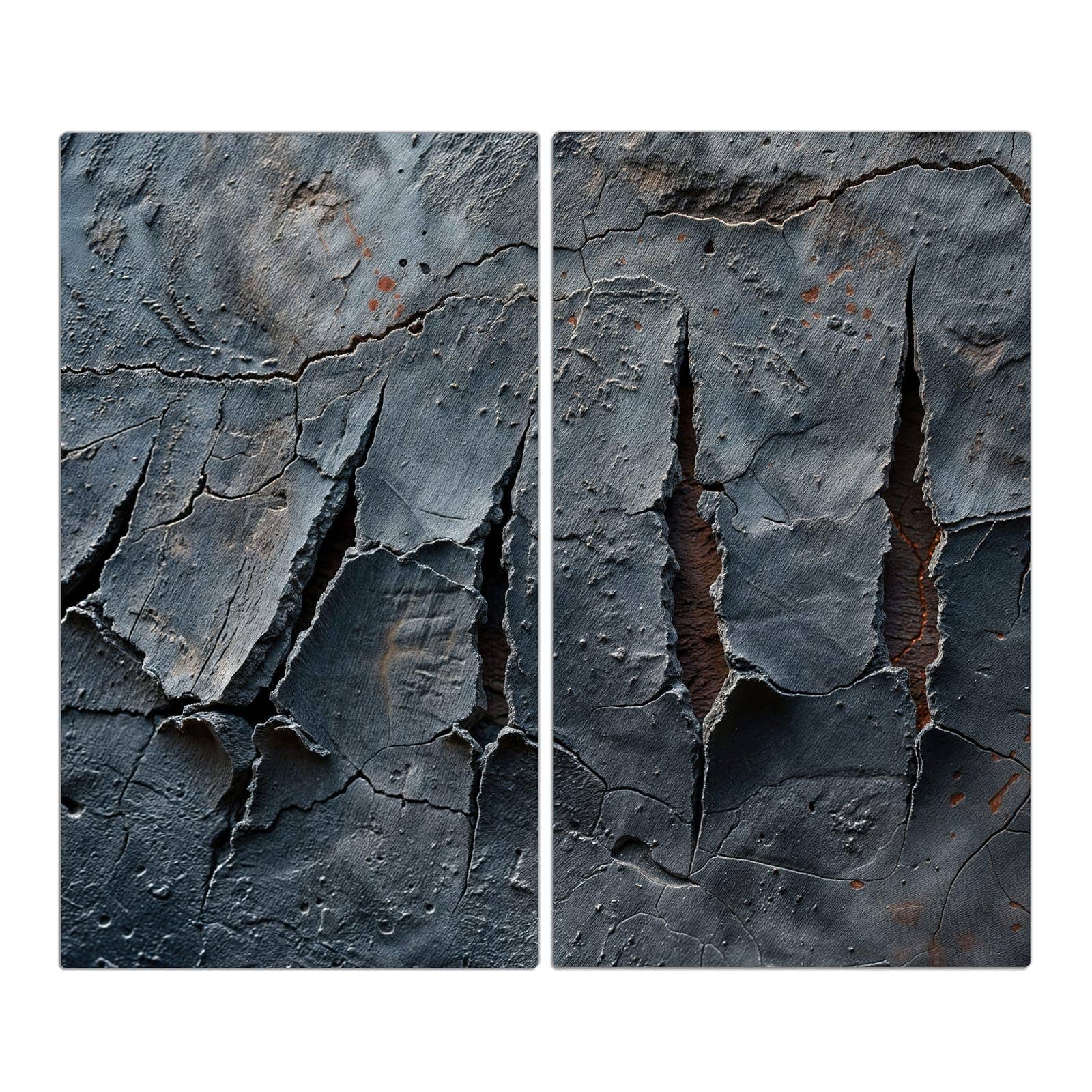 2-teilige Herdabdeckplatte mit Rissige mit Oberfläche-Motiv in der Frontansicht #grösse_2-Teilig (60x52cm)