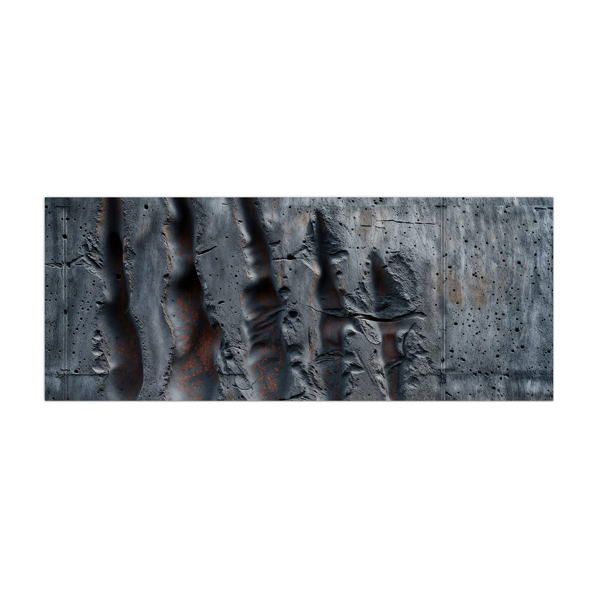 Küchenrückwand aus Glas Rostspuren im Beton im Hochformat, Motiv bildfüllend von vorn
