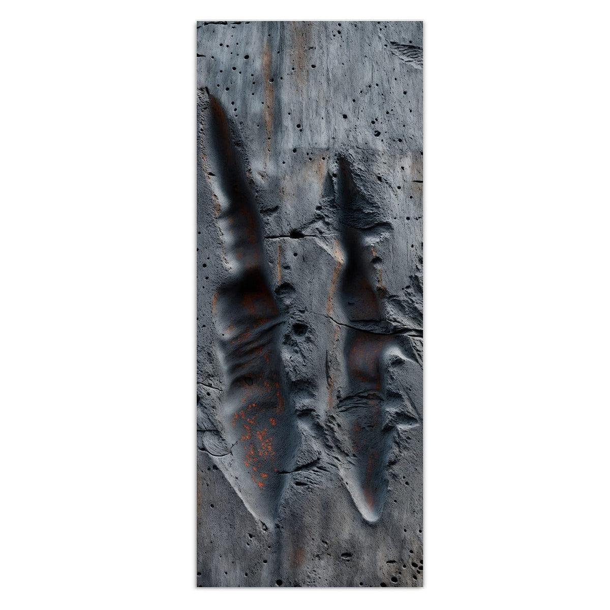 Wandbild - Rostspuren im Beton - Hochformat – Geätzte Linien in Grau und Rost