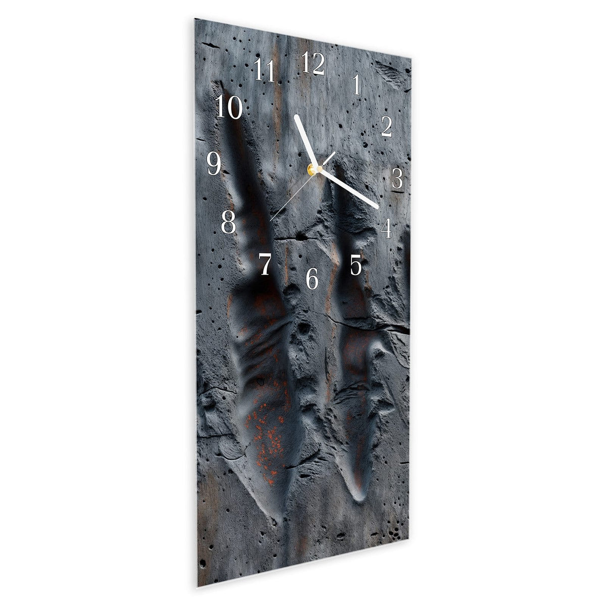 Vormontiert – mit Schwebeeffekt – Wanduhr Strukturiertes Muster aus Glas – Hochformat 30 × 60 cm