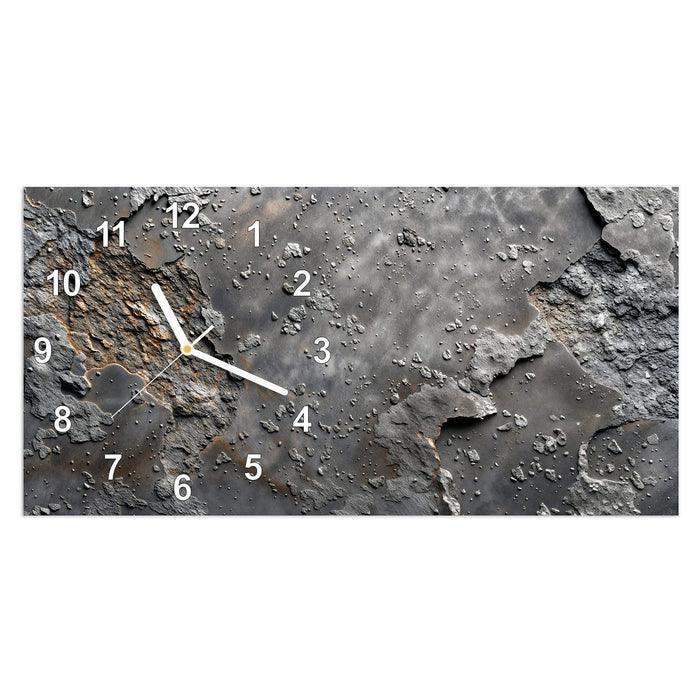 Wanduhr Verwitterte & Oberfläche aus Glas – Querformat 60 × 30 cm mit Ziffernblatt Modern
