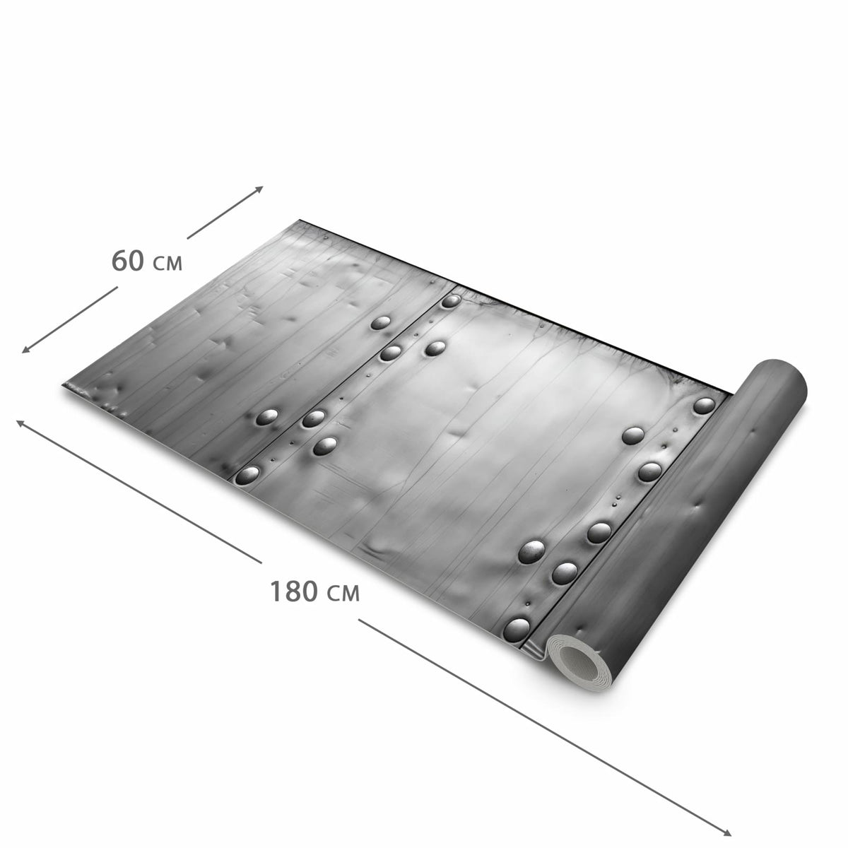 Abriebfester Küchenteppich mit Motiv Metallplattenoptik in der Grösse 80x280 cm