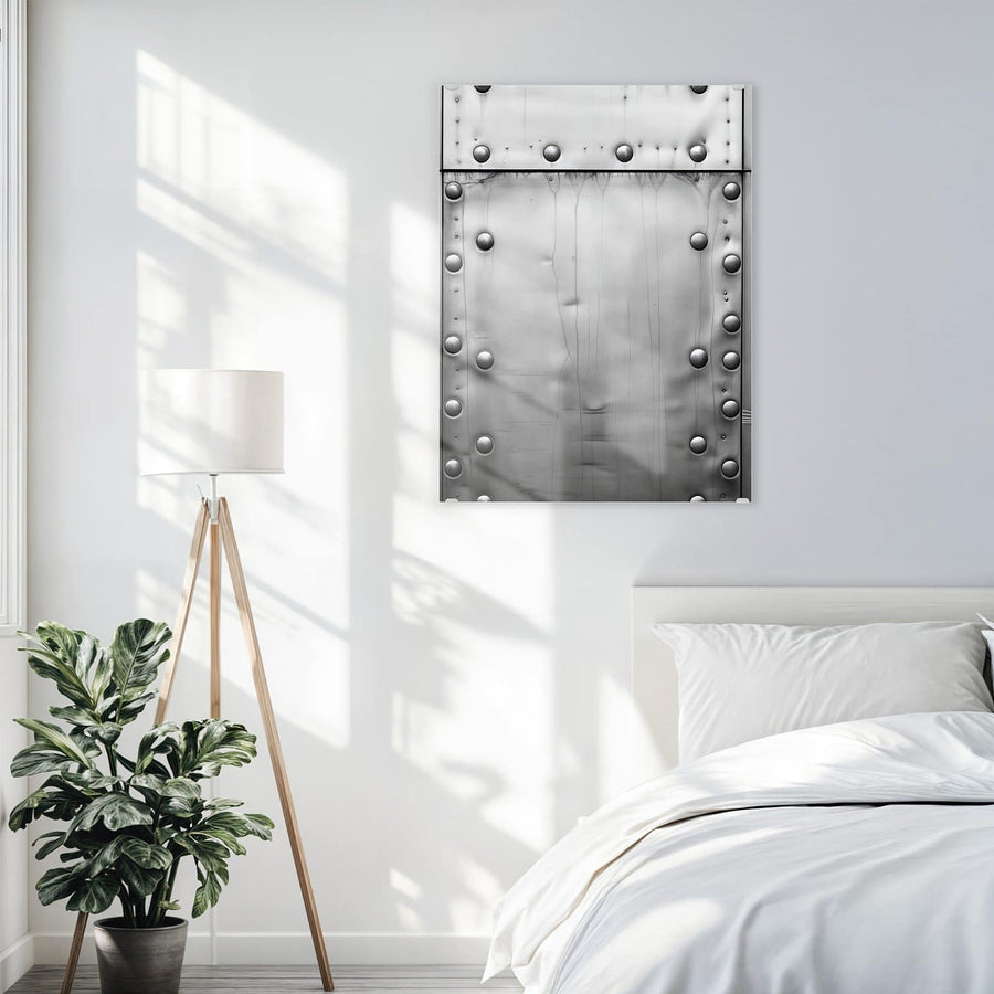 Maße Wandbild - Stahlplatten mit Nieten - Hochformat