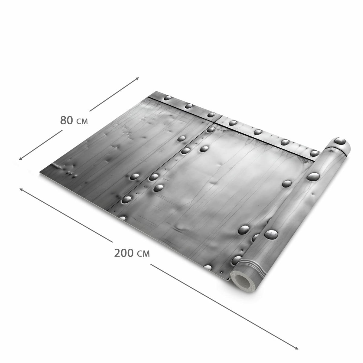 Schmutzabweisender rutschfester Küchenläufer mit Motiv Metallplattenoptik in der Größe 80x280 cm