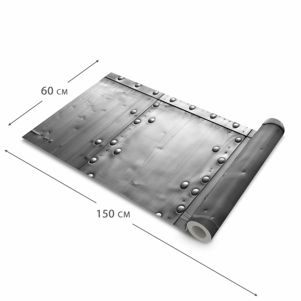 Geräuschdämpfender rutschfester Küchenteppich mit Motiv Metallplattenoptik in der Grösse 80x280 cm