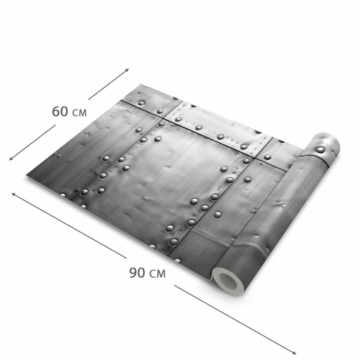 Fleckenresistenter rutschfester Küchenläufer mit Motiv Metallplattenoptik in der Größe 80x280 cm