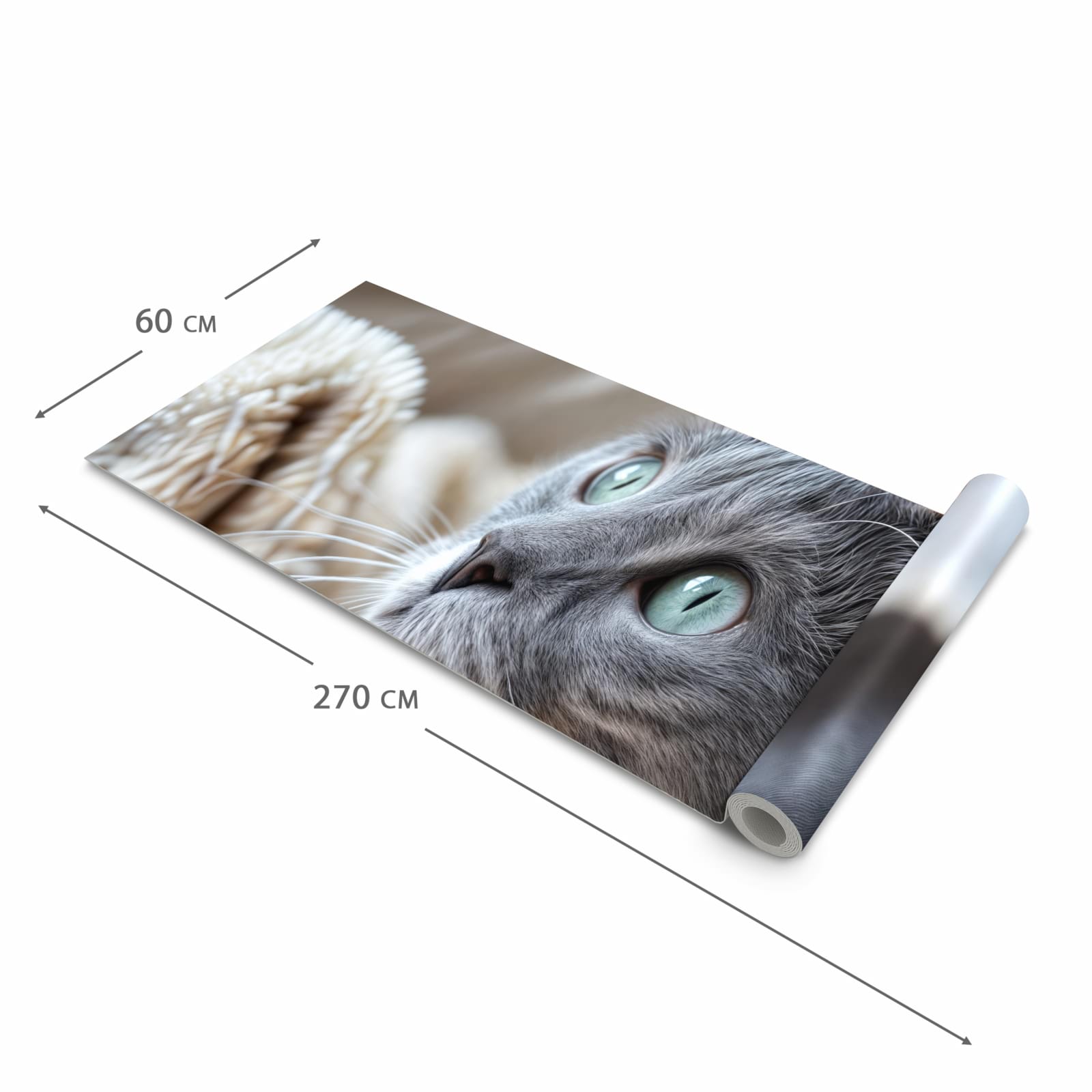 Langlebiger Bodenläufer mit Motiv Kuschelige Katze in der Grösse 80x250 cm