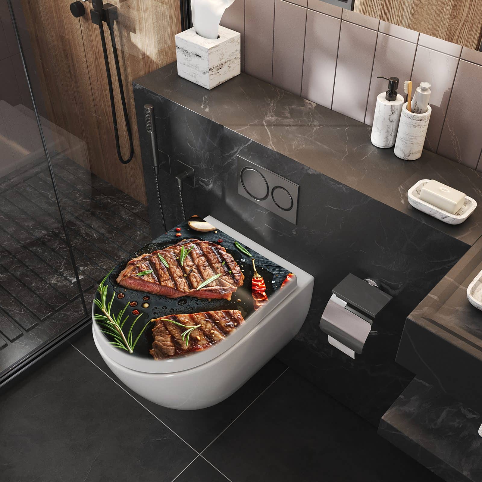 WC-Sitz mit Absenkautomatik Steak von Gegrilltes