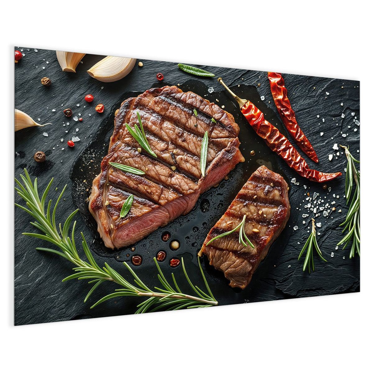 4 mm Glas statt lackiertem Blech – Magnettafel - Saftiges Rosmarinsteak