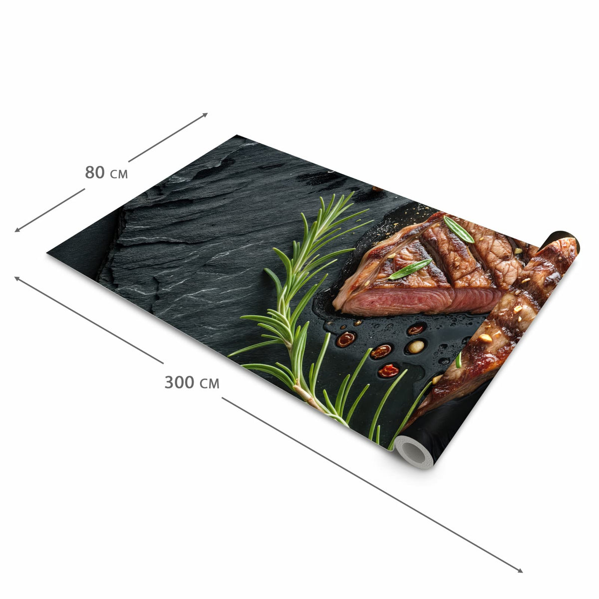 Komfortabler Läufer flur rutschfest mit Motiv Steak von Gegrilltes in der Grösse 80x250 cm